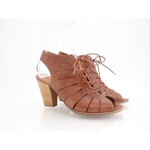 Paul Green Cosmo Dress Sandal Heel Caged Ankle Gladiator Brown Leather Women 9.5